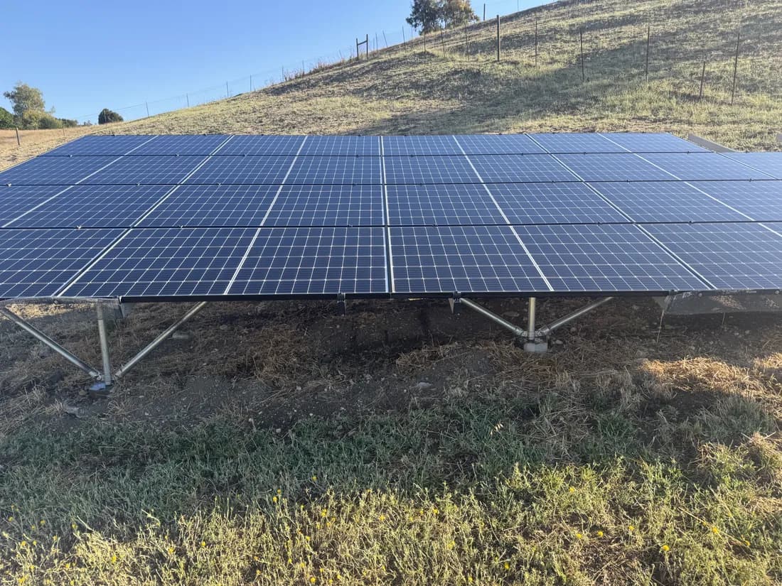 The same ground mounted solar array after a pure water clean, panels clear